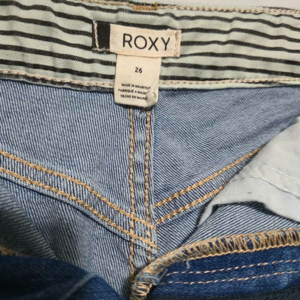 Roxy Blue Jean Shorts High-Waisted Classic - Picture 4 of 8